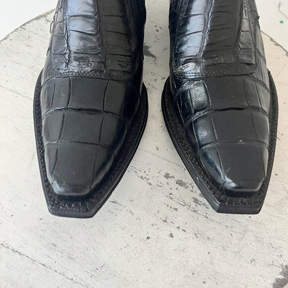 Rod Patrick Womens Pull on Shoes 5C Brown Caiman Exotic Western Boots Loafers - Picture 6 of 11